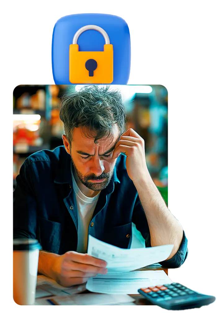 Empresário revisando documentos financeiros antes da due diligence
